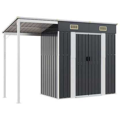 Capanno Giardino Tetto Esteso Antracite 277x107x181cm Acciaio - homemem39