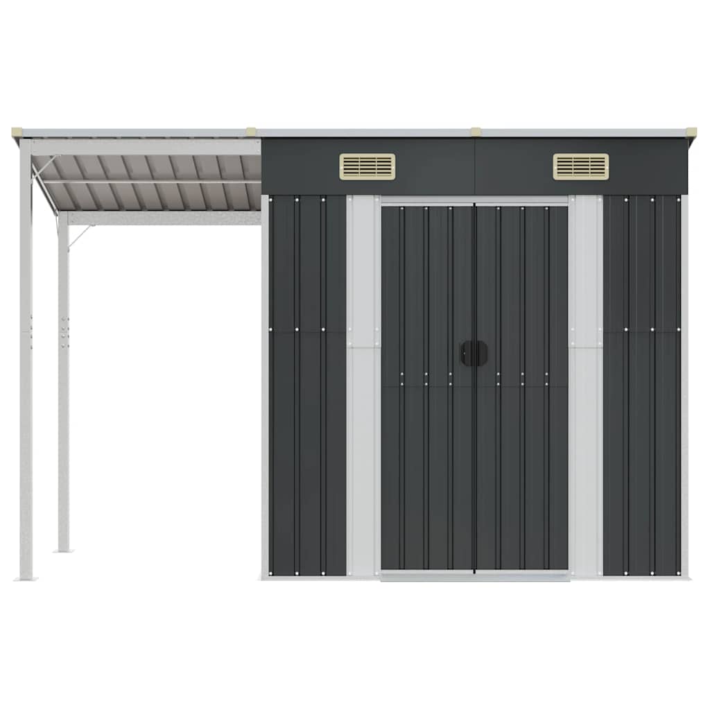 Capanno Giardino Tetto Esteso Antracite 277x107x181cm Acciaio