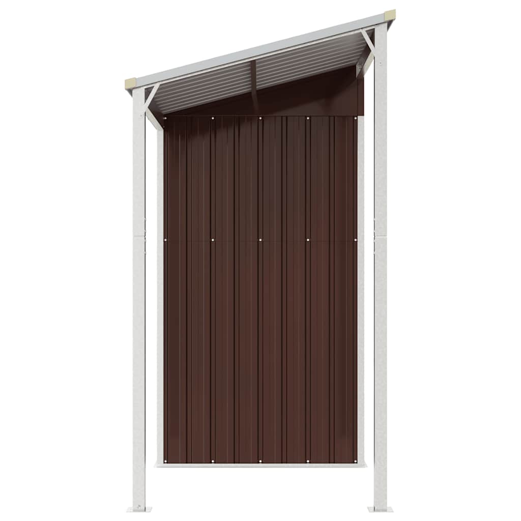 Capanno Giardino Tetto Esteso Marrone 277x107x181cm Acciaio - homemem39
