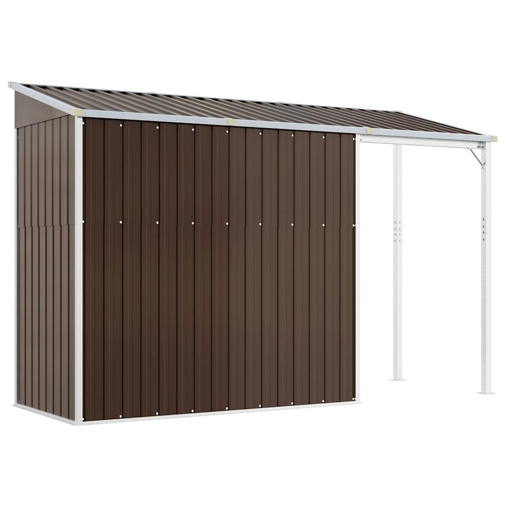 Capanno Giardino Tetto Esteso Marrone 277x107x181cm Acciaio - homemem39
