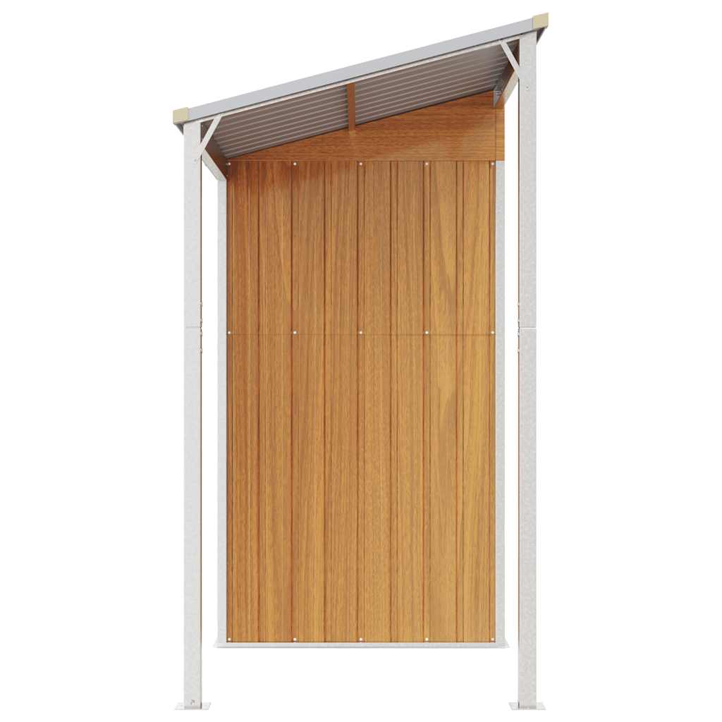 Capannone Tetto Esteso Marrone Chiaro 277x107x181cm Acciaio - homemem39