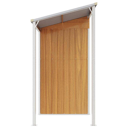 Capannone Tetto Esteso Marrone Chiaro 277x107x181cm Acciaio - homemem39