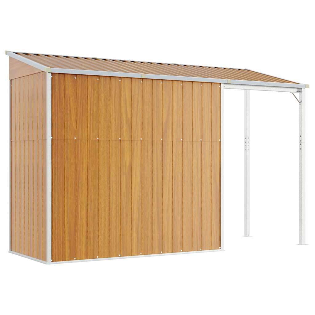 Capannone Tetto Esteso Marrone Chiaro 277x107x181cm Acciaio - homemem39
