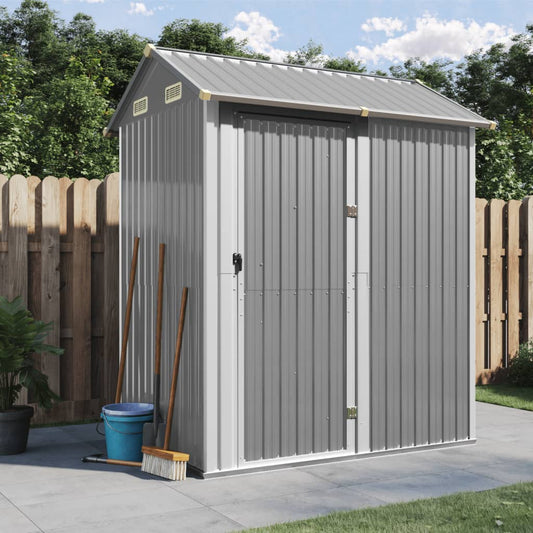 Capanno Giardino Grigio Chiaro 192x152,5x237cm Acciaio Zincato - homemem39