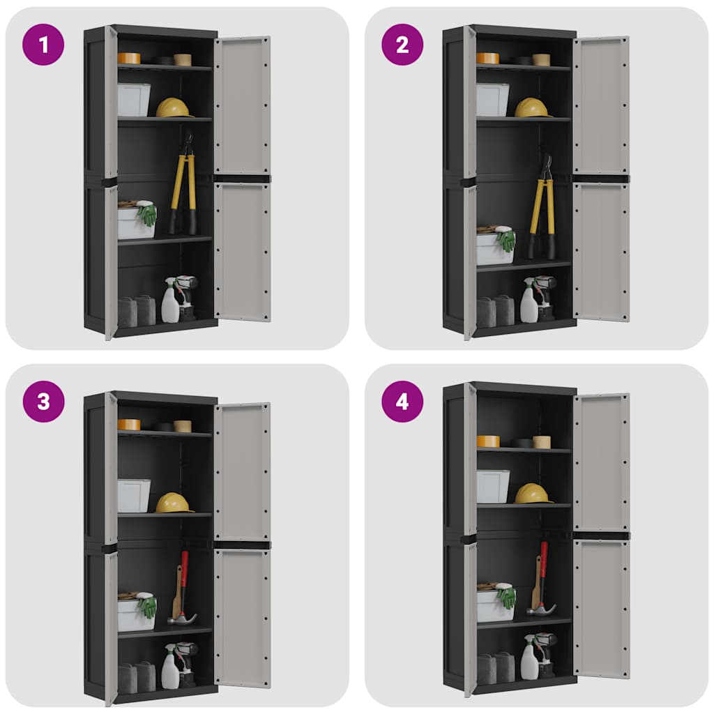 Armadio da Esterno Grigio e Nero 65x37x165 cm in PP | homemem39