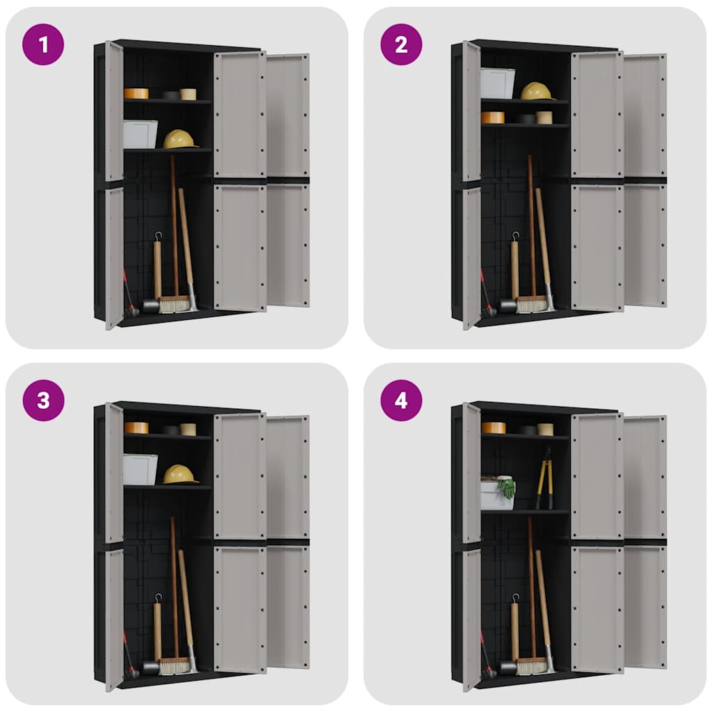 Armadio da Esterno Grigio e Nero 97x37x165 cm in PP | homemem39
