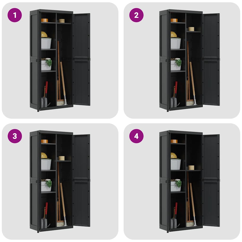 Armadio da Esterno Nero 65x37x165 cm in PP | homemem39