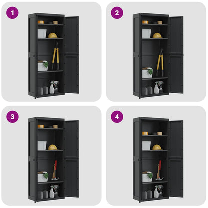 Armadio da Esterno Nero 65x37x165 cm in PP | homemem39