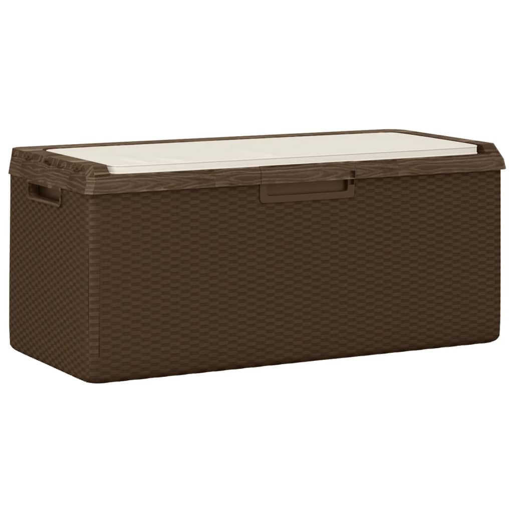 Baule da Giardino con Cuscino Seduta Marrone 350 L in PP | homemem39