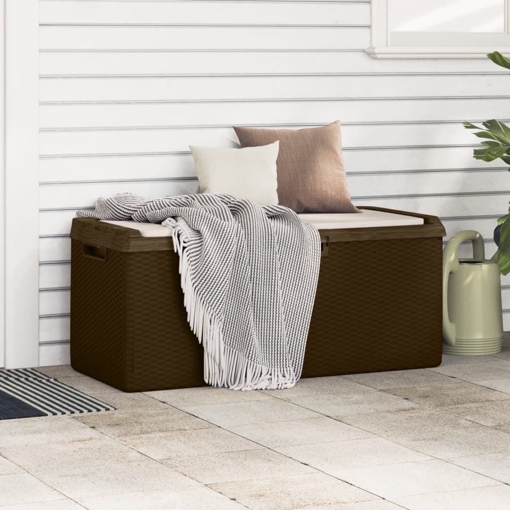 Baule da Giardino con Cuscino Seduta Marrone 350 L in PP | homemem39