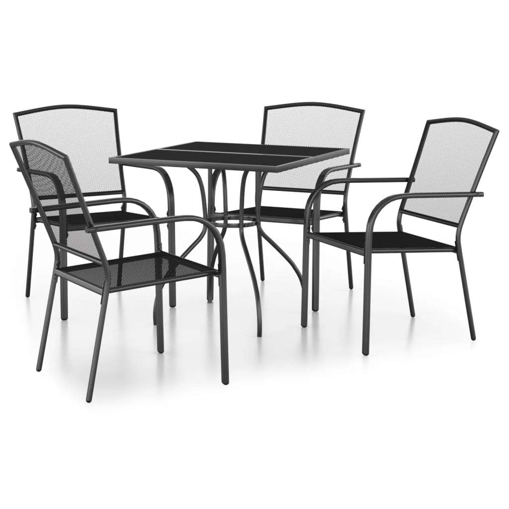 Set da Pranzo da Giardino 5 pz in Acciaio Antracite | homemem39
