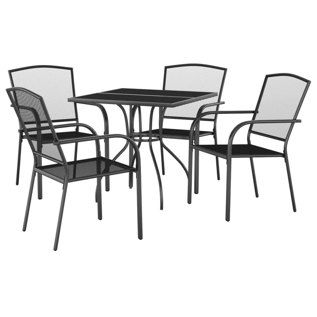 Set da Pranzo da Giardino 5 pz in Acciaio Antracite | homemem39