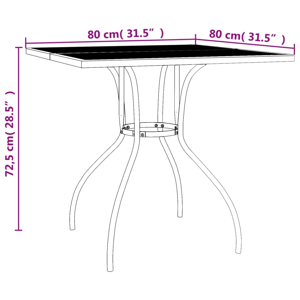 Set da Pranzo da Giardino 5 pz in Acciaio Antracite | homemem39