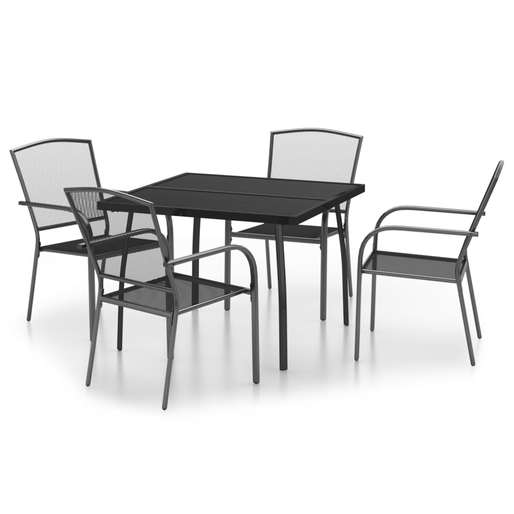 Set da Pranzo da Giardino 5 pz in Acciaio Antracite | homemem39