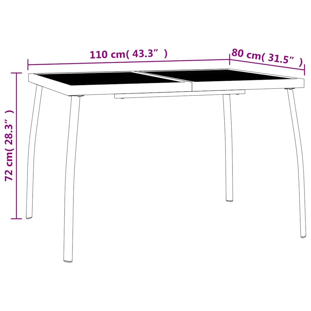 Set da Pranzo da Giardino 5 pz in Acciaio Antracite | homemem39