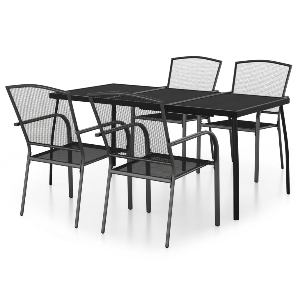 Set da Pranzo da Giardino 5 pz in Acciaio Antracite | homemem39