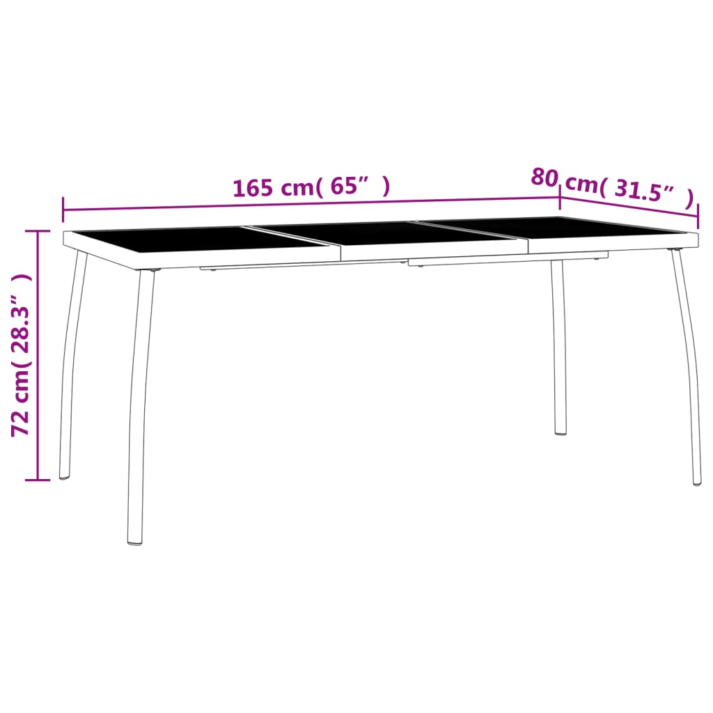 Set da Pranzo da Giardino 5 pz in Acciaio Antracite | homemem39