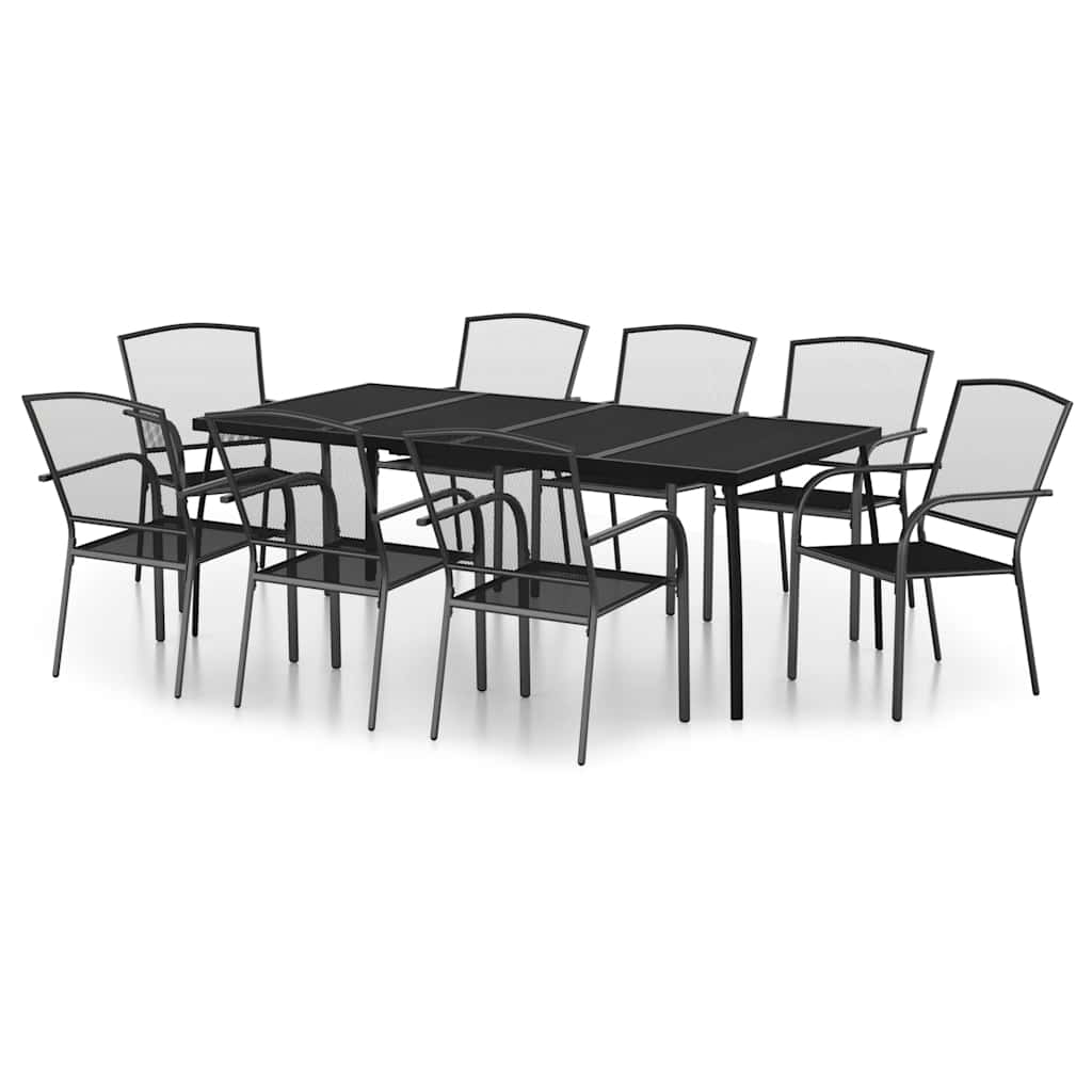 Set da Pranzo da Giardino 9 pz in Acciaio Antracite | homemem39