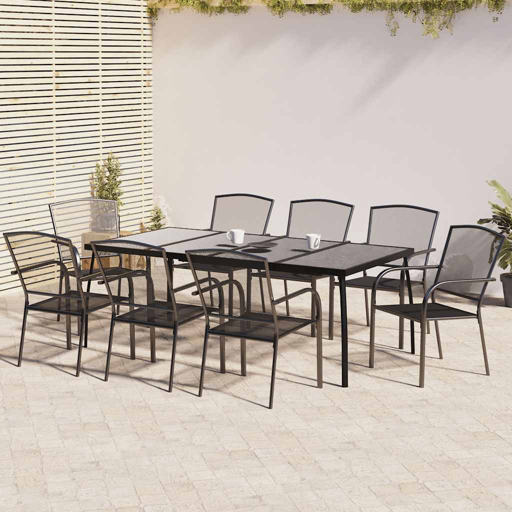 Set da Pranzo da Giardino 9 pz in Acciaio Antracite | homemem39