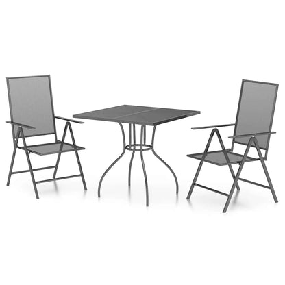 Set da Pranzo da Giardino 3 pz in Acciaio Antracite | homemem39