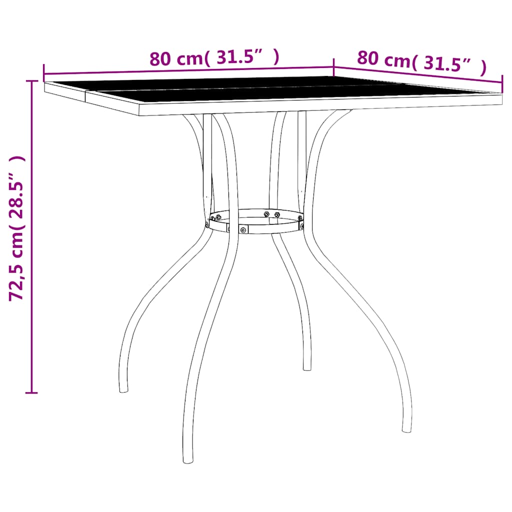 Set da Pranzo da Giardino 3 pz in Acciaio Antracite | homemem39