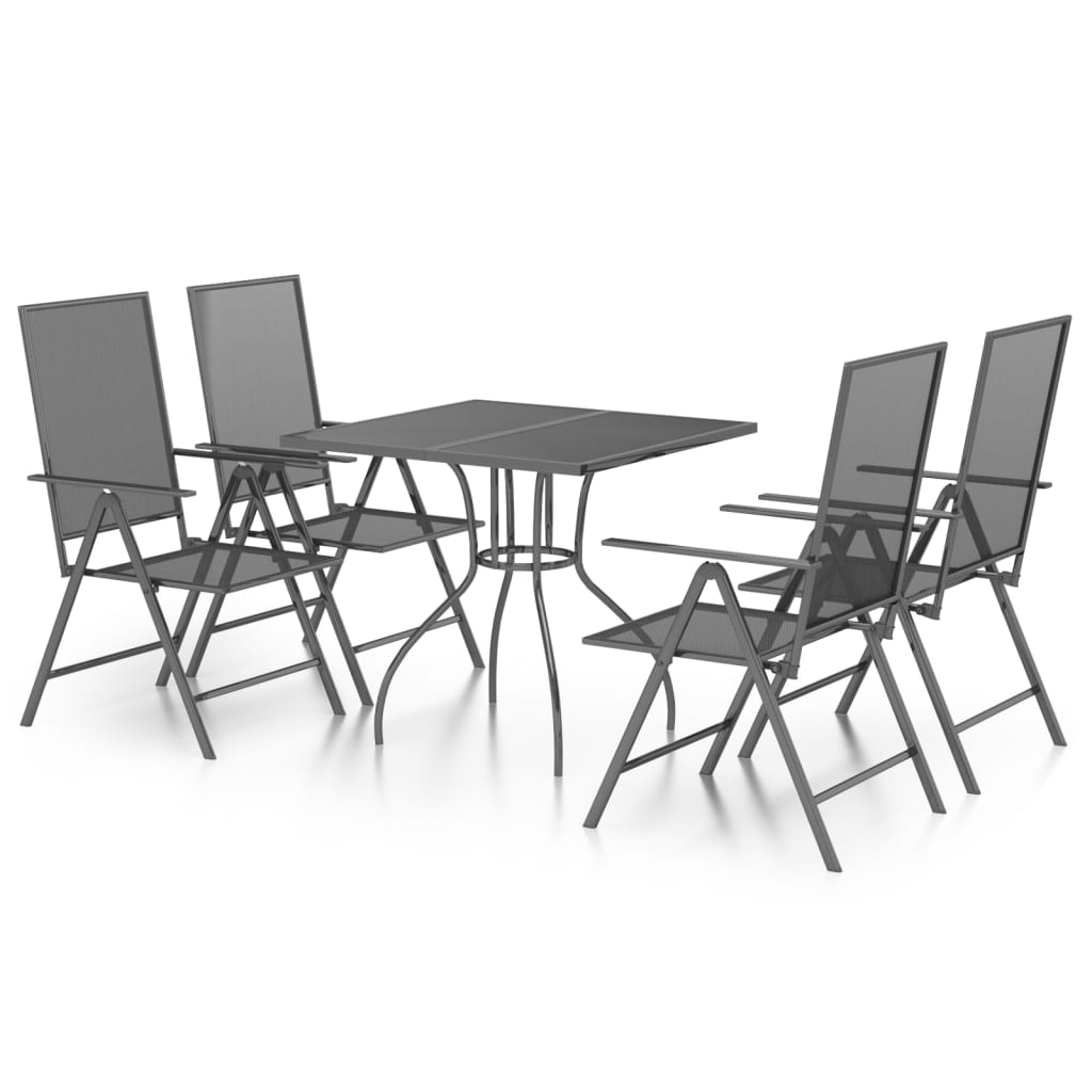Set da Pranzo da Giardino 5 pz in Acciaio Antracite | homemem39