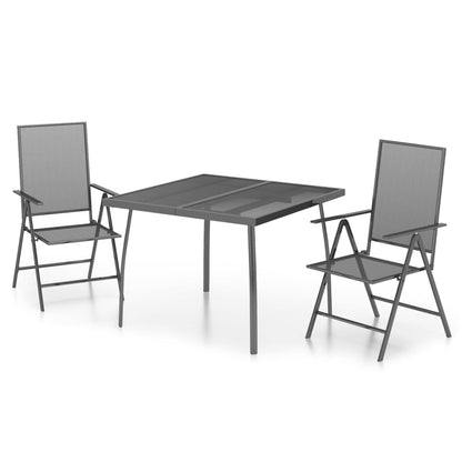 Set da Pranzo da Giardino 3 pz in Acciaio Antracite | homemem39
