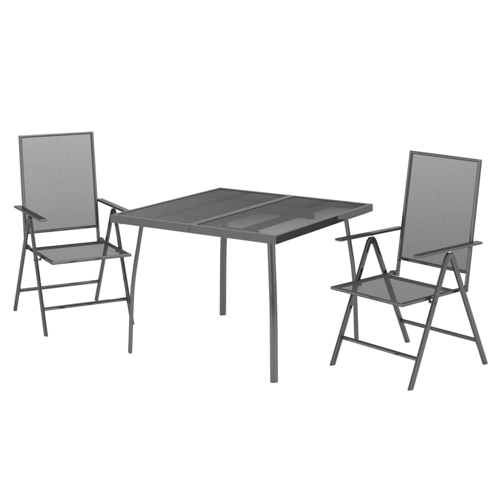 Set da Pranzo da Giardino 3 pz in Acciaio Antracite | homemem39