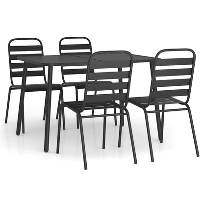 Set da Pranzo da Giardino 5 pz in Acciaio Antracite | homemem39