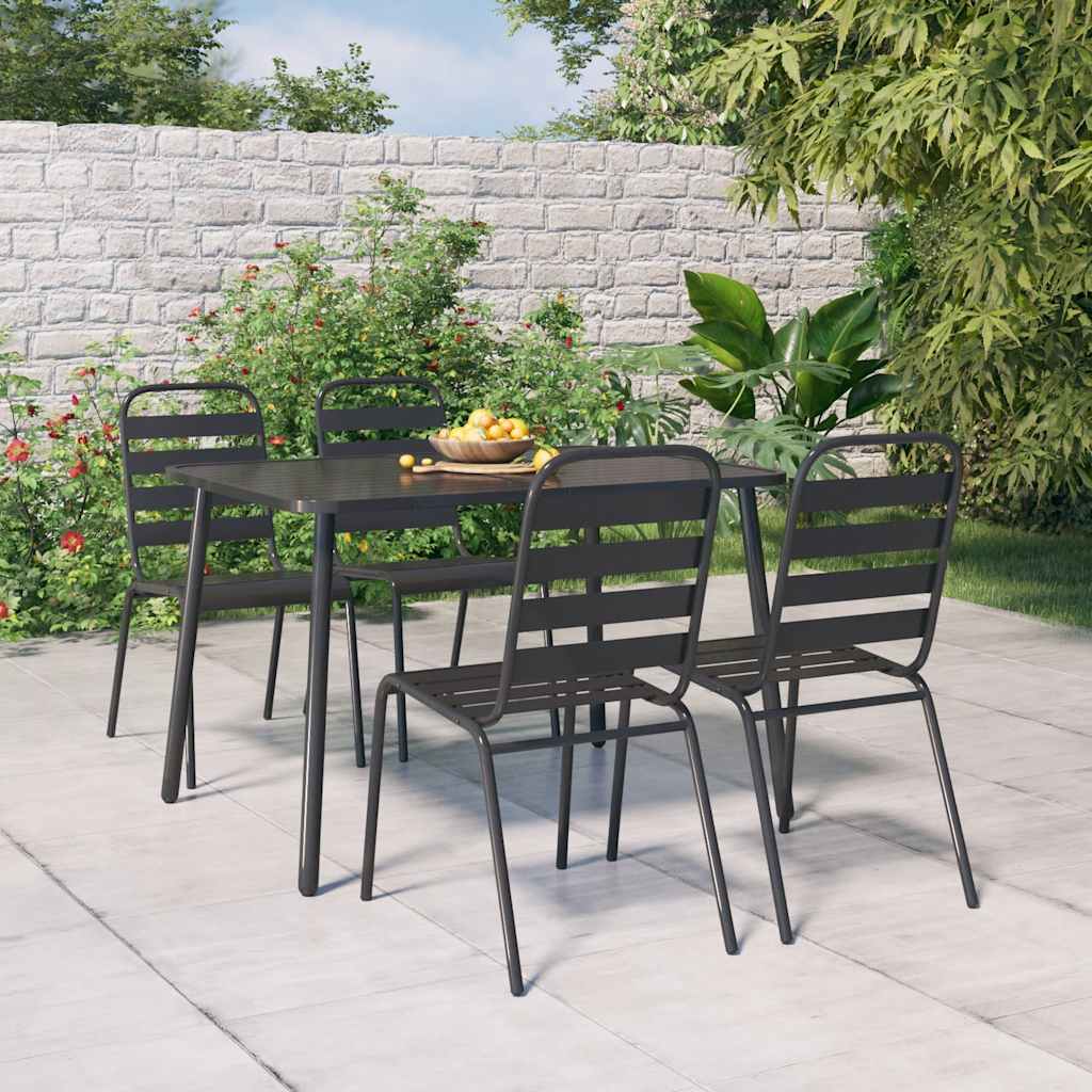 Set da Pranzo da Giardino 5 pz in Acciaio Antracite | homemem39