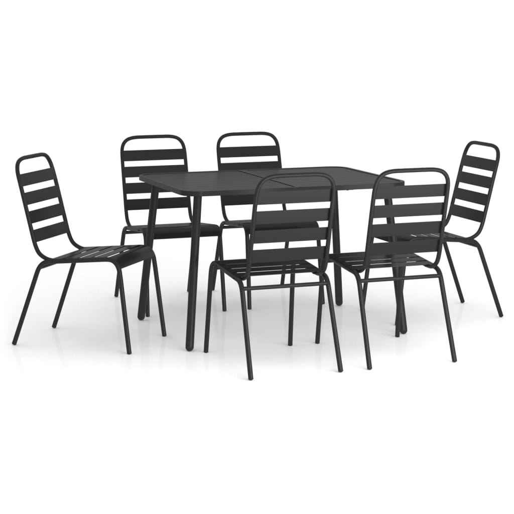 Set da Pranzo da Giardino 7 pz in Acciaio Antracite | homemem39