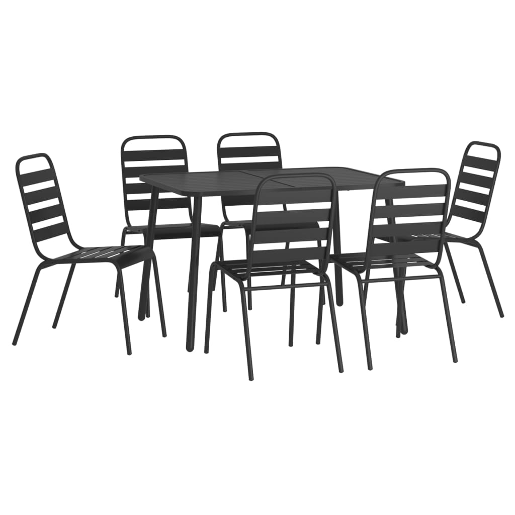 Set da Pranzo da Giardino 7 pz in Acciaio Antracite | homemem39