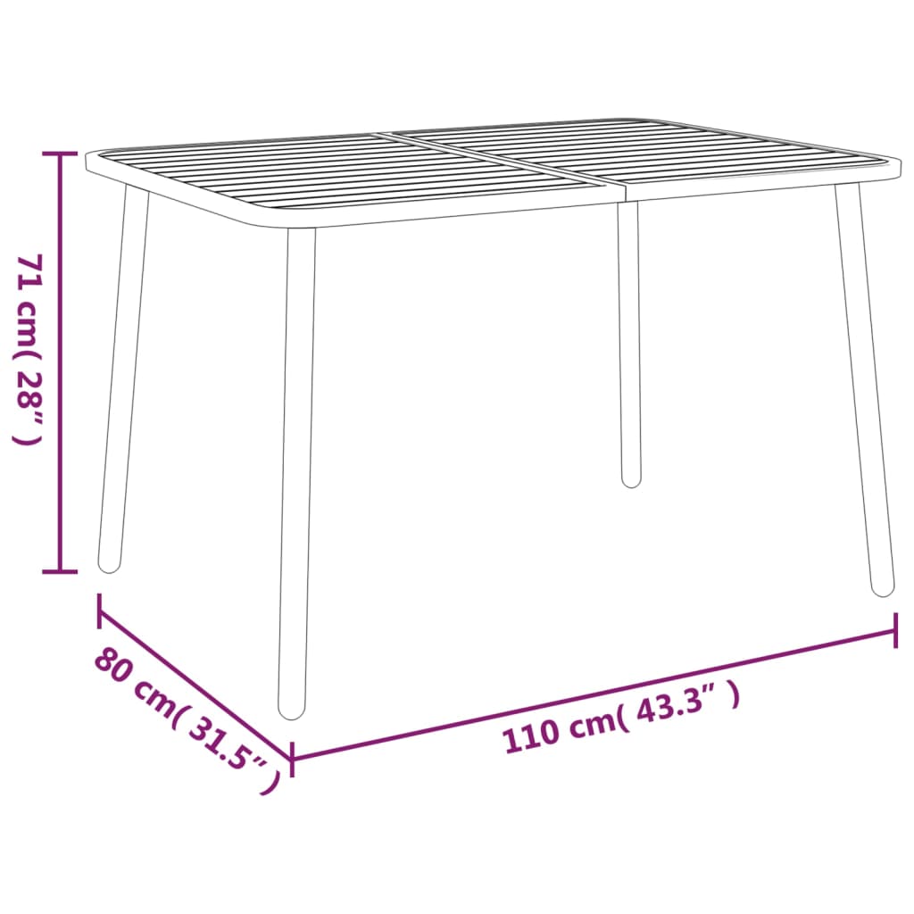 Set da Pranzo da Giardino 7 pz in Acciaio Antracite | homemem39