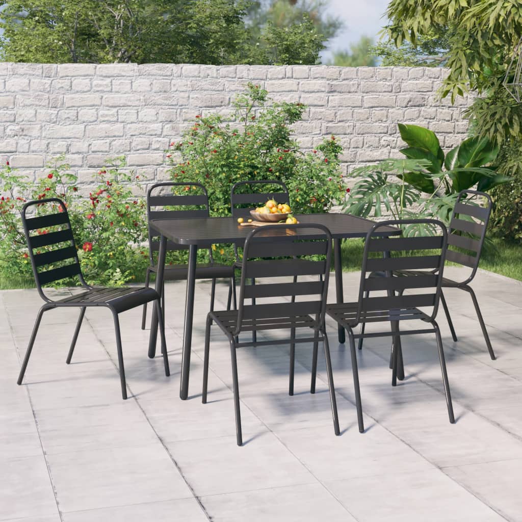 Set da Pranzo da Giardino 7 pz in Acciaio Antracite | homemem39