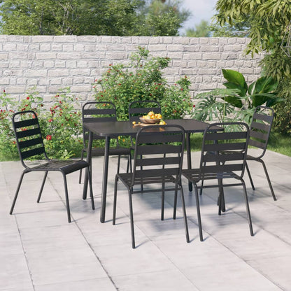 Set da Pranzo da Giardino 7 pz in Acciaio Antracite | homemem39