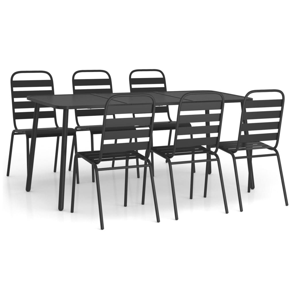 Set da Pranzo da Giardino 7 pz in Acciaio Antracite | homemem39