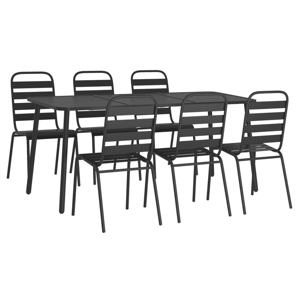 Set da Pranzo da Giardino 7 pz in Acciaio Antracite | homemem39