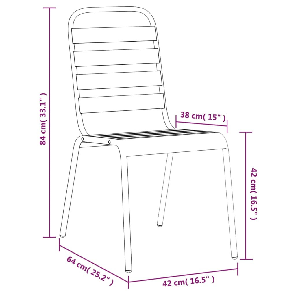 Set da Pranzo da Giardino 7 pz in Acciaio Antracite | homemem39