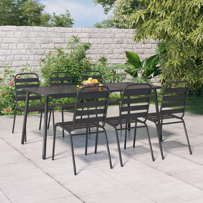 Set da Pranzo da Giardino 7 pz in Acciaio Antracite | homemem39