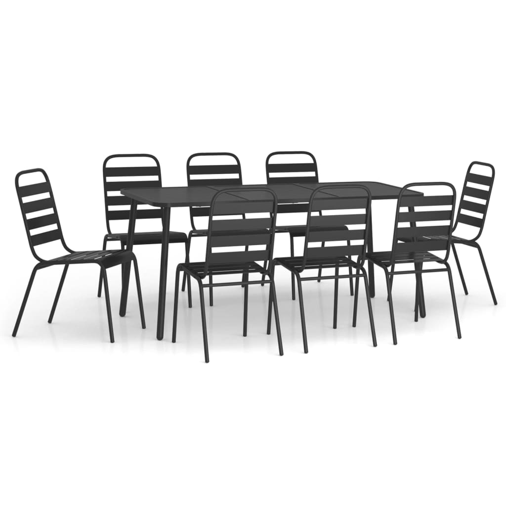 Set da Pranzo da Giardino 9 pz in Acciaio Antracite | homemem39
