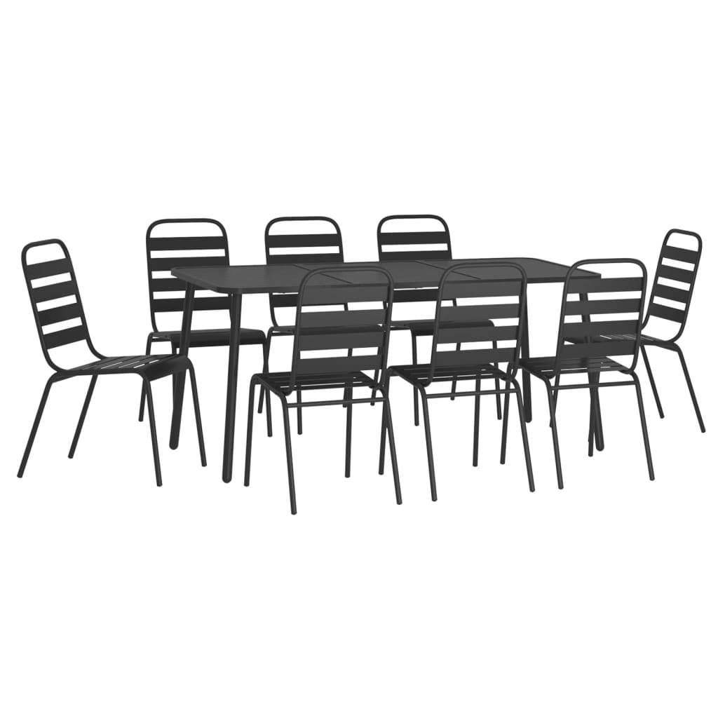 Set da Pranzo da Giardino 9 pz in Acciaio Antracite | homemem39