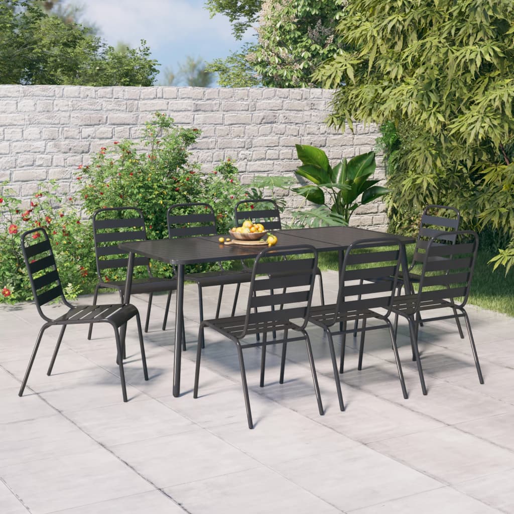 Set da Pranzo da Giardino 9 pz in Acciaio Antracite | homemem39
