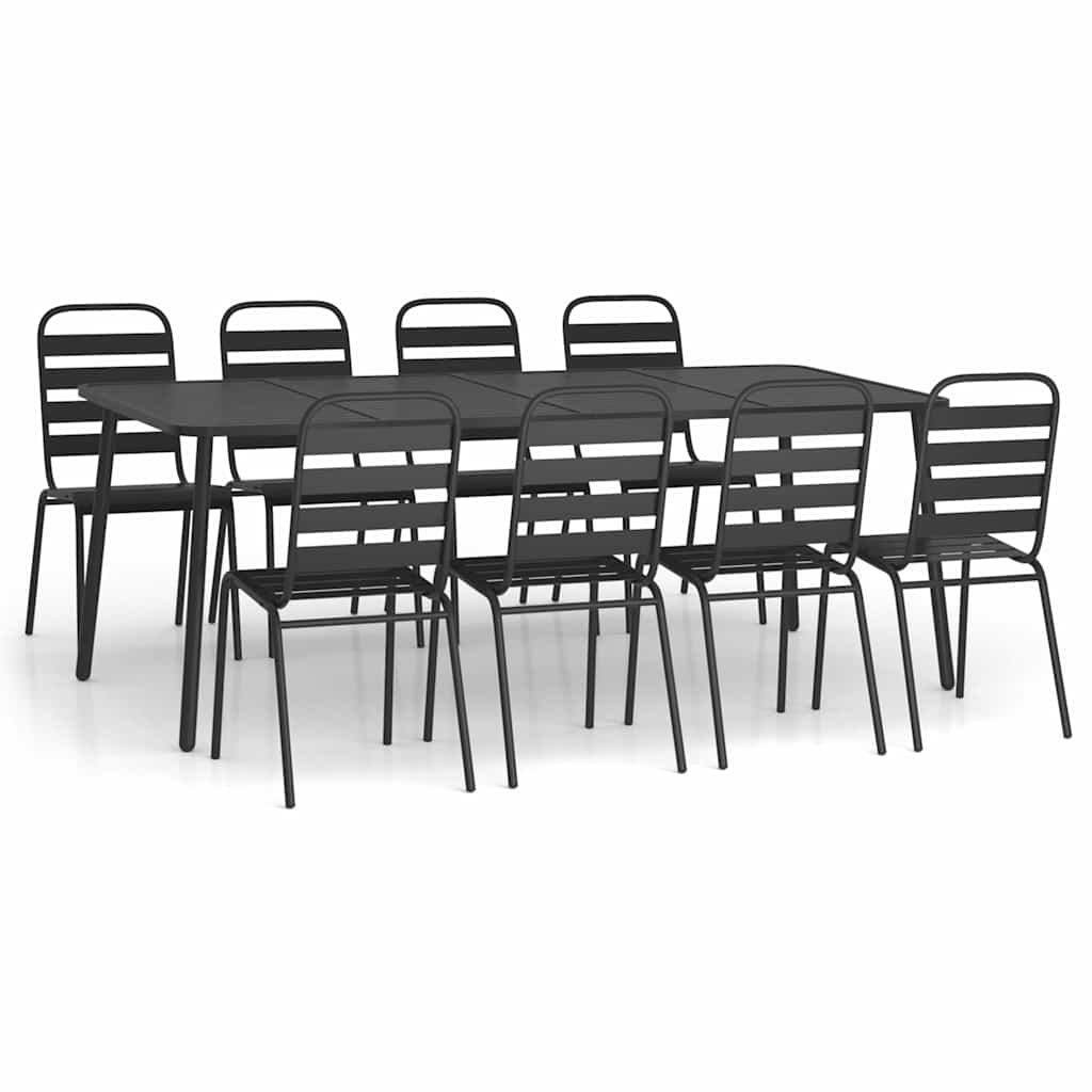 Set da Pranzo da Giardino 9 pz in Acciaio Antracite | homemem39