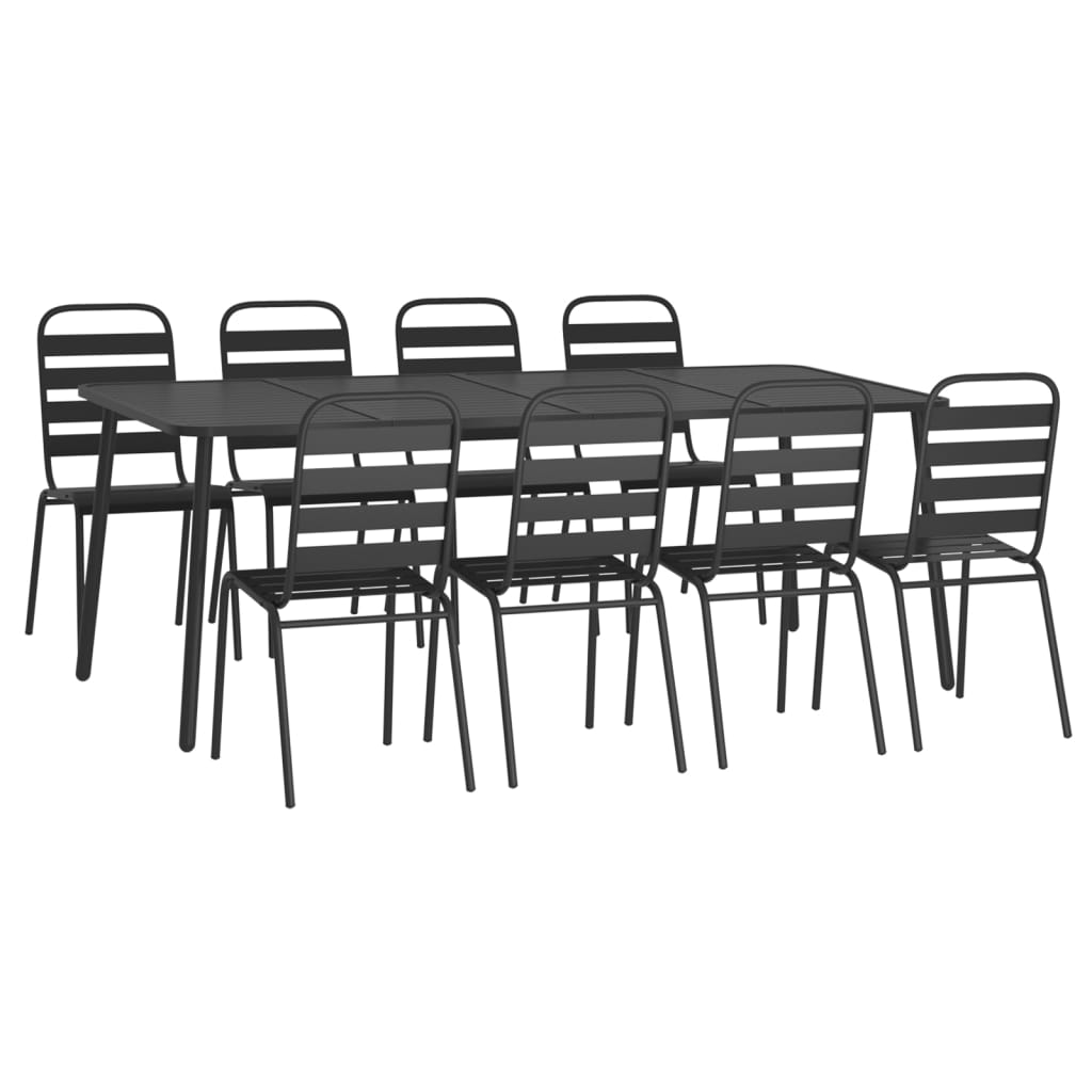 Set da Pranzo da Giardino 9 pz in Acciaio Antracite | homemem39