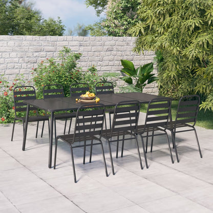 Set da Pranzo da Giardino 9 pz in Acciaio Antracite | homemem39