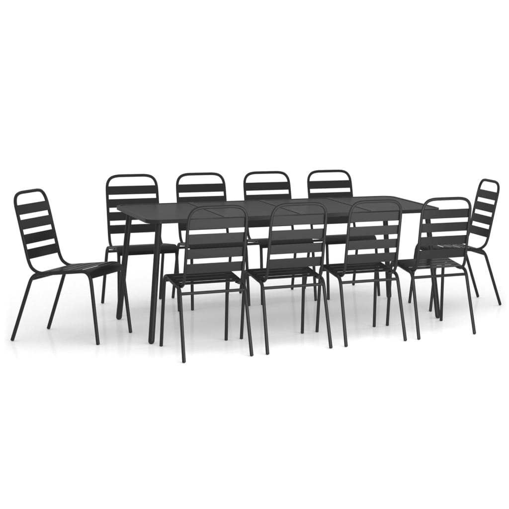 Set da Pranzo da Giardino 11 pz in Acciaio Antracite | homemem39