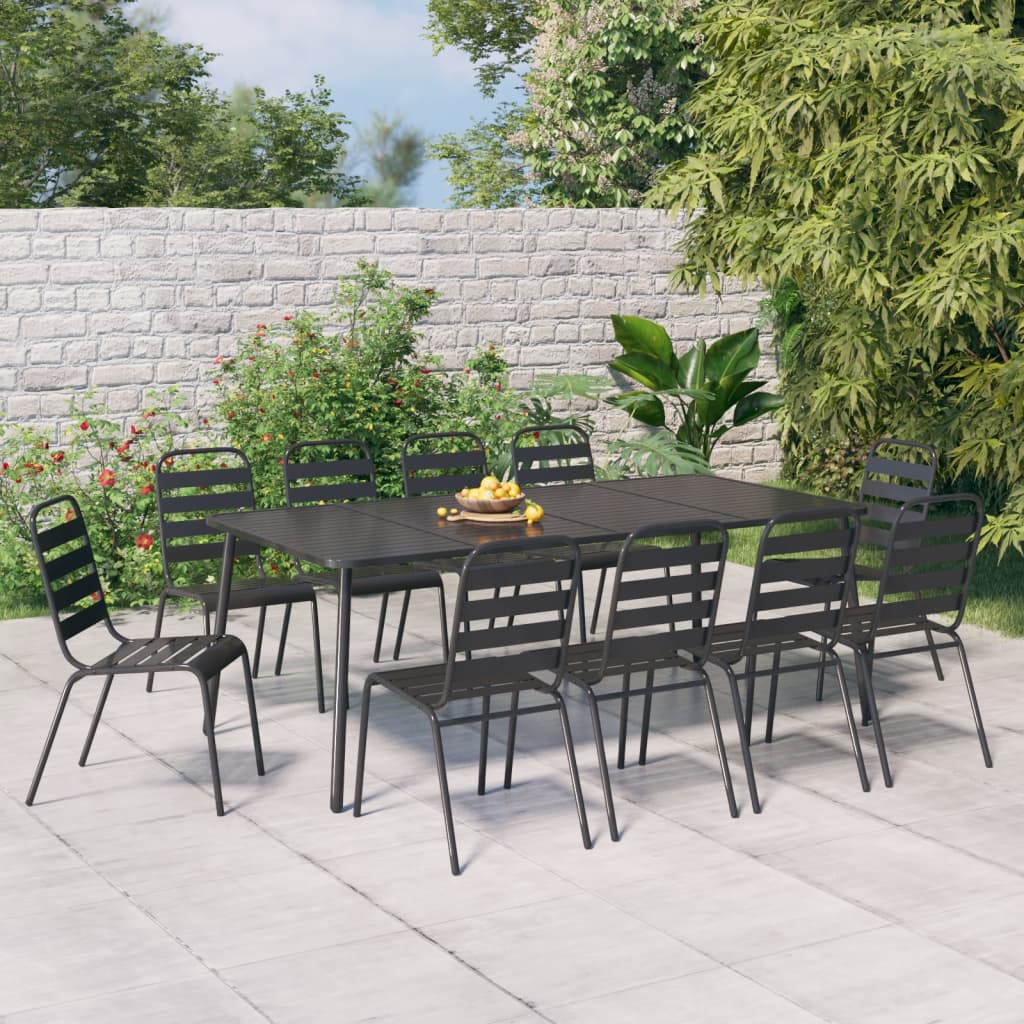 Set da Pranzo da Giardino 11 pz in Acciaio Antracite | homemem39