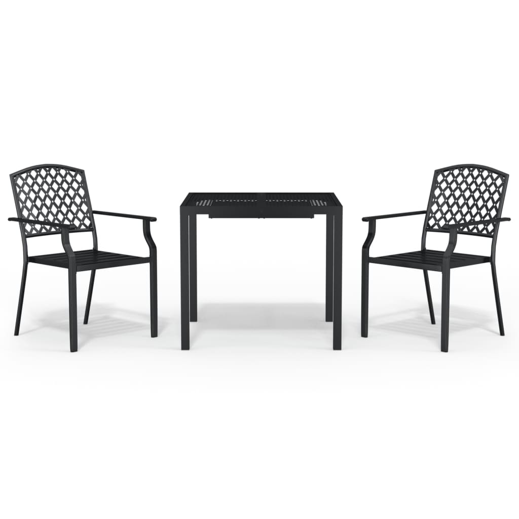 Set da Pranzo da Giardino 3 pz in Acciaio Antracite | homemem39