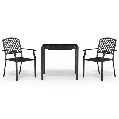 Set da Pranzo da Giardino 3 pz in Acciaio Antracite | homemem39