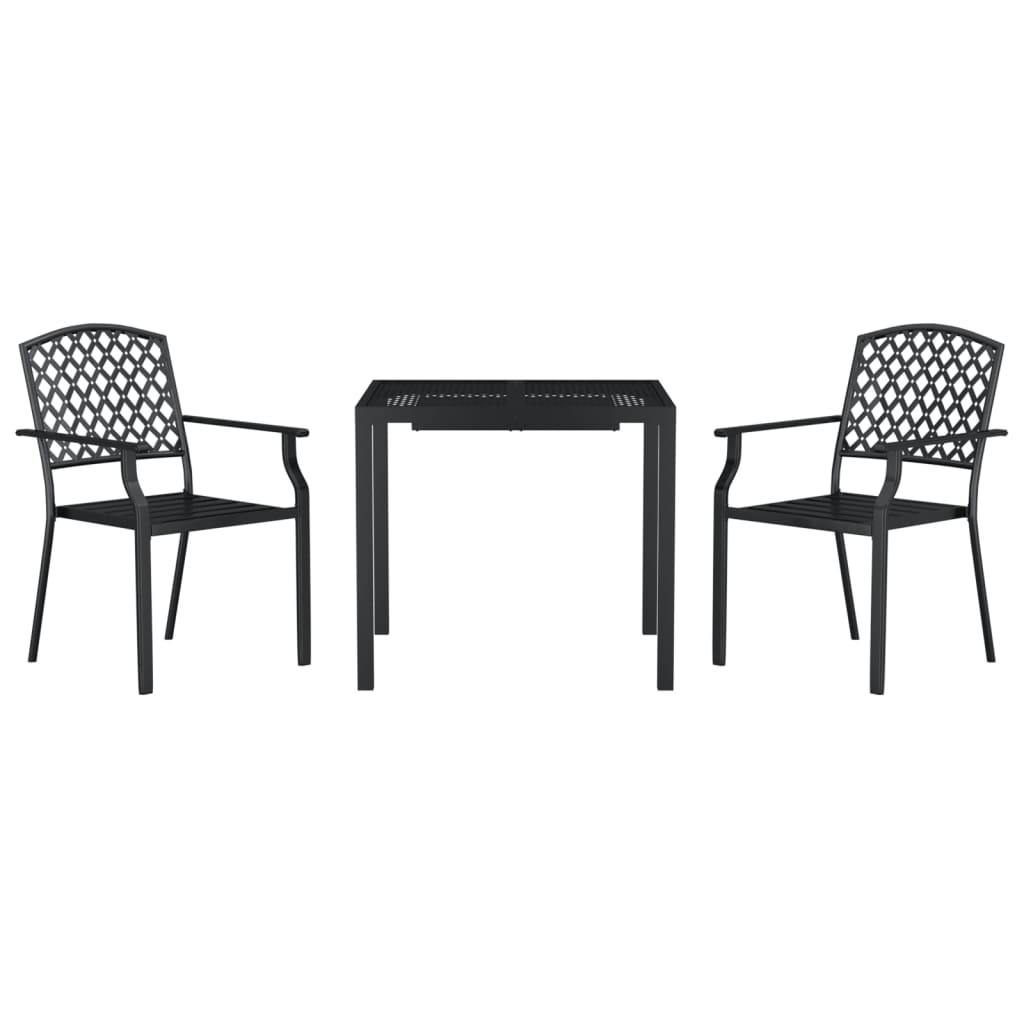 Set da Pranzo da Giardino 3 pz in Acciaio Antracite | homemem39